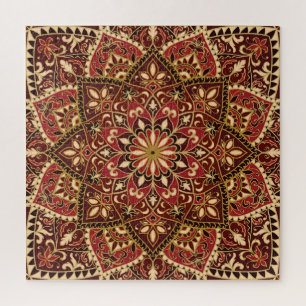 Puzzle Oriental Red : Tapis floral vintage