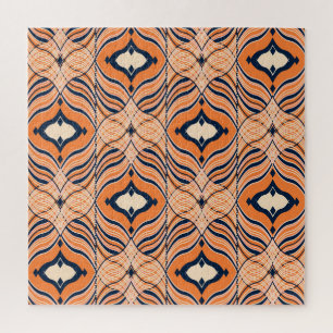 Puzzle Oriental Seamless : Ornement orange noir