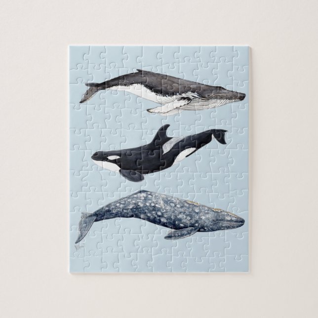 Puzzle Orque, baleine bossue et baleine gris (Vertical)