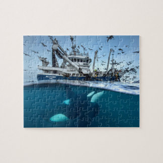 Puzzle Orque épaulard bateau de pêche commercial océan