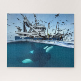 Puzzle Orque épaulard bateau de pêche commercial océan