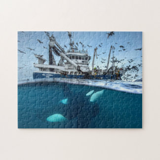 Puzzle Orque épaulard bateau de pêche commerciale océan