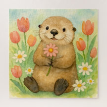 Otter avec fleurs de printemps