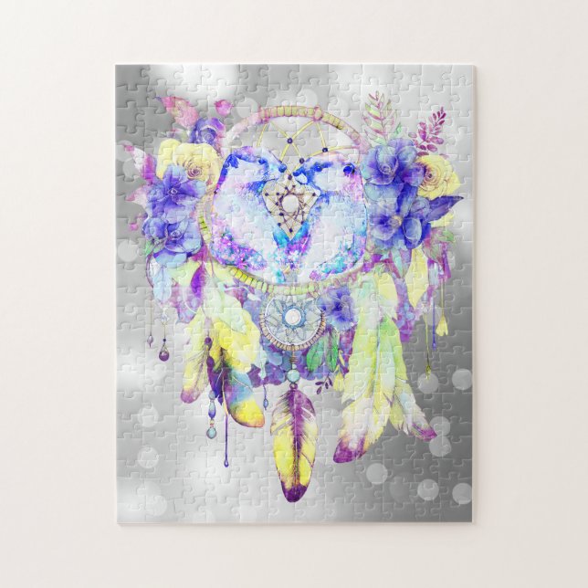 Puzzle Otter Dreamcatcher Blue Jaune Floral (Vertical)