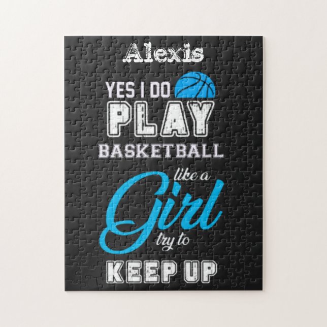 Puzzle Oui Je Joue Au Basket Comme Une Fille Bleue (Vertical)