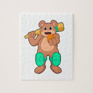 Puzzle Ours au cricket avec chauve-souris de cricket