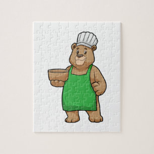 Puzzle Ours comme cuire avec tablier de Cuisine et Bowl