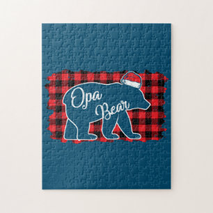 Puzzle Ours de Noël Ours de Noël Rouge Plaid Buffalo Fam