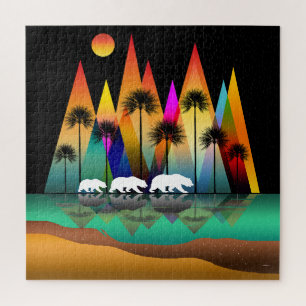 Puzzle Ours En Forêt Montagnes Modernes