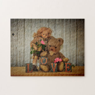 Puzzle Ours en peluche et poupée