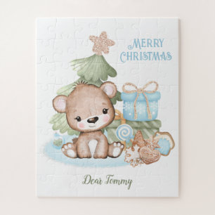 Puzzle Ours en peluche mignon Noël personnalisé