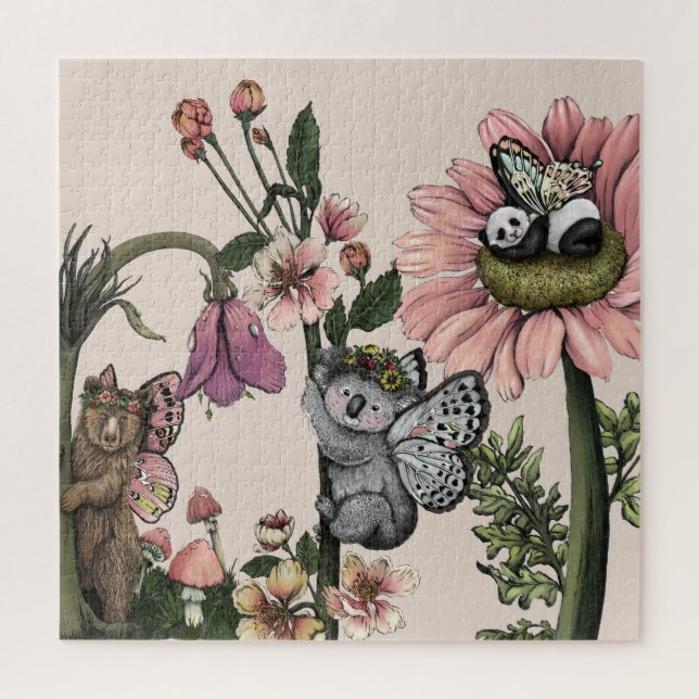 Puzzle Ours floral de Whimsical Fairies Aquarelle Art (Vertical)