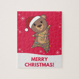 Puzzle Ours Joyeux Noël Animaux d'hiver Ours Jigsaw P