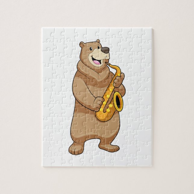 Puzzle Ours musicien avec saxophone (Vertical)