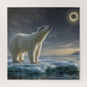 Puzzle Ours polaire regardant l'éclipse solaire totale
