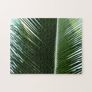 Puzzle Overlapping Palm Fronds Tropical Green Abstract