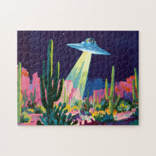 Puzzle OVNI Alien dans le désert
