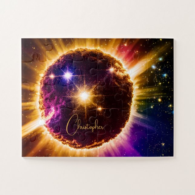 Puzzle OVNI d'Indigo Violet Cosmique Volant Infini Univer (Horizontal)