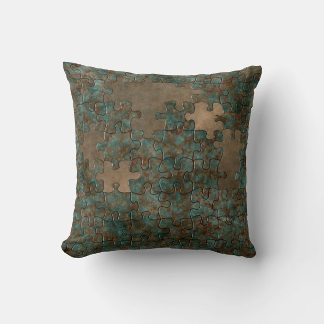 Puzzle oxidized metal throw pillow (Front)