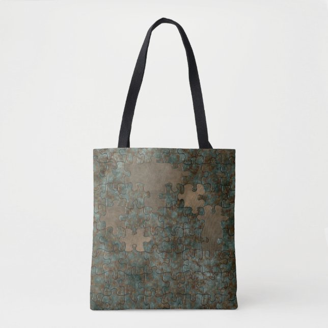 Puzzle oxidized metal tote bag (Front)