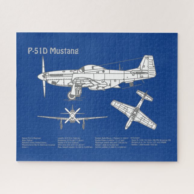 Puzzle P-51D Mustang - Plan d'avion ABD (Horizontal)