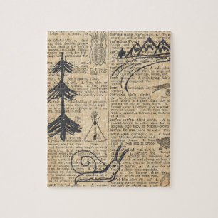 Puzzle Page antique de dictionnaire avec le noir de sépia