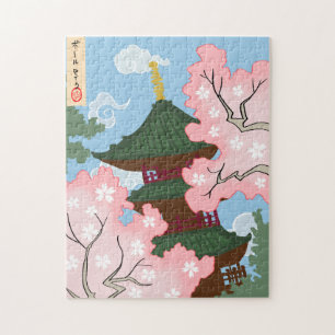 Puzzle Pagode Parmi Les Fleurs De Cerisiers