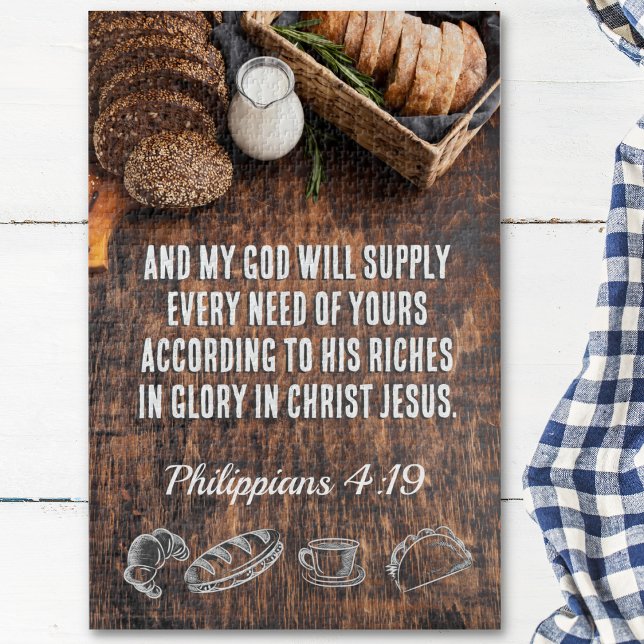 Puzzle Pain | Philippiens 4:19 Bible Verse 8 x 10 ou plus (Créateur téléchargé)