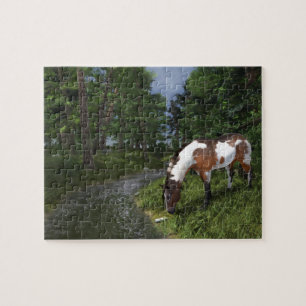 Puzzle Paint Horse by Forest Stream