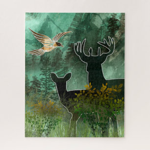 Puzzle Paire de cerfs et de faucon de l'Union forestière