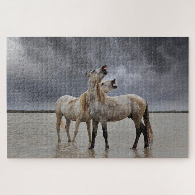 Puzzle Paire de Stallions de Cheval de Camargue, Sud de l (Horizontal)