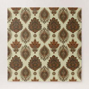Puzzle Paisley floral, motif vintage textile asiatique.