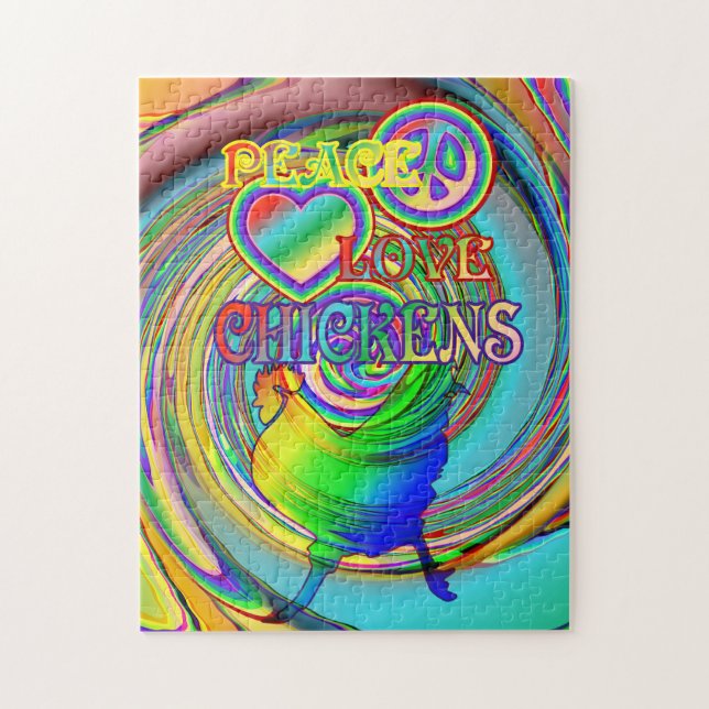 Puzzle Paix, amour et poulets (Vertical)