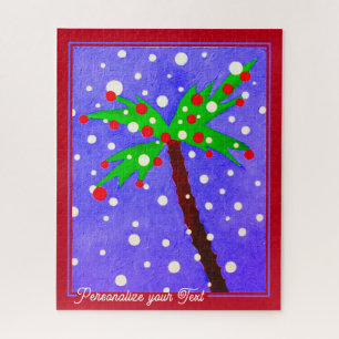 Puzzle Palmier de Noël tropical et texte personnalisé