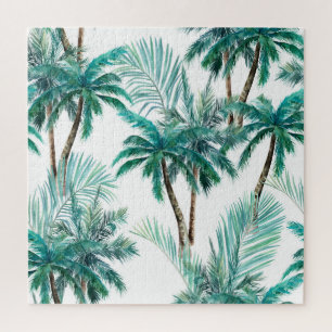 Puzzle Palmier tropical : Motif de la jungle aquarelle.