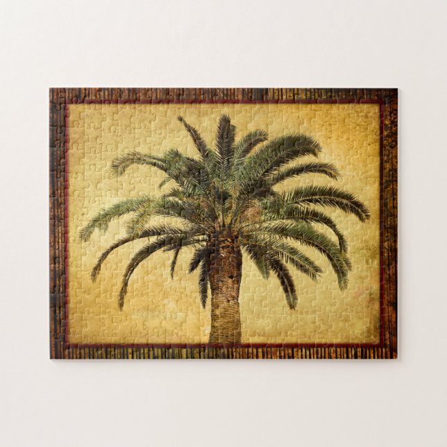 Puzzle Palmier vintage - modèle customisé tropical (Horizontal)