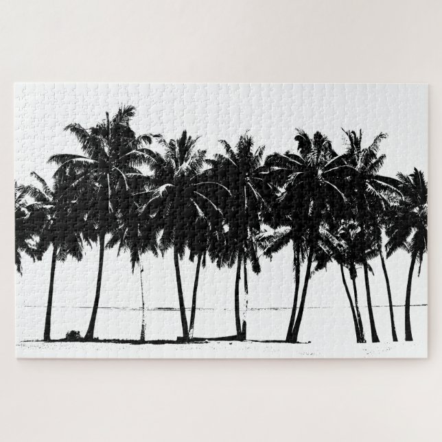 Puzzle Palmiers blancs noirs Art de Voyage (Horizontal)