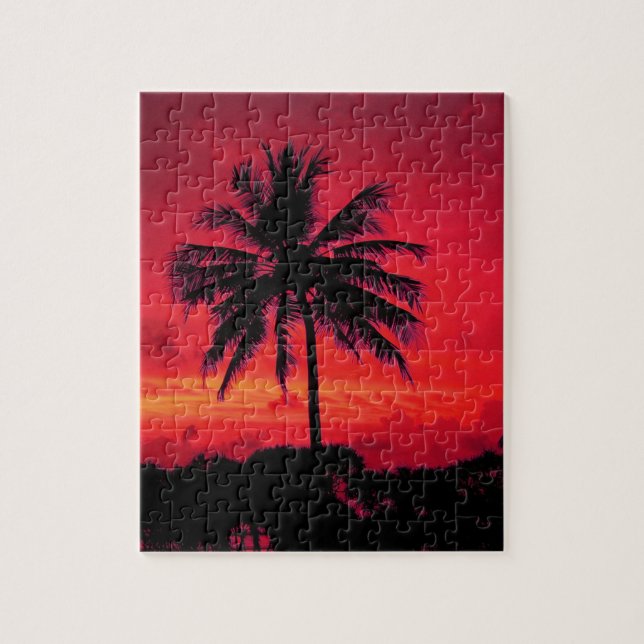 Puzzle Palmiers exotiques du coucher de soleil de l'Hawaï (Vertical)