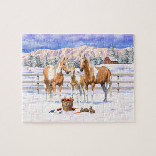Puzzle Palomino Pinto Peinture Quarter Chevaux En Neige
