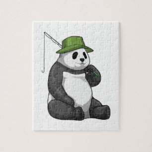 Puzzle Panda à la pêche avec canne à pêche