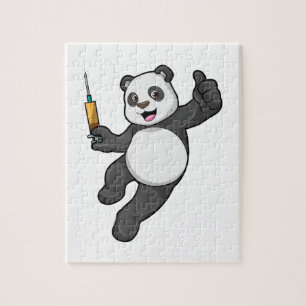 Puzzle Panda à la vaccination avec seringue
