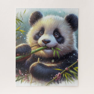 Puzzle Panda adorable mangeant du bambou