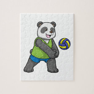 Puzzle Panda aux sports avec volleyball