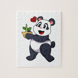 Puzzle Panda avec fleur de bambou