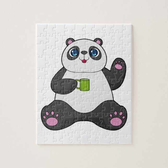 Puzzle Panda avec tasse de café (Vertical)