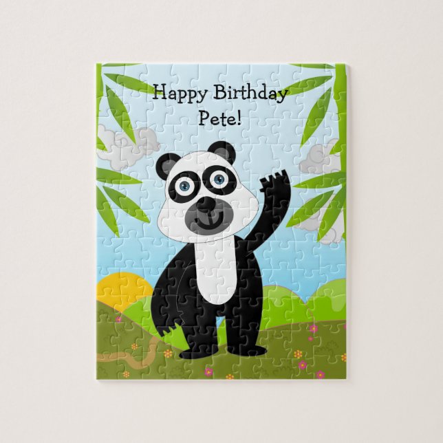 Puzzle Panda bear souhaite un joyeux anniversaire (Vertical)
