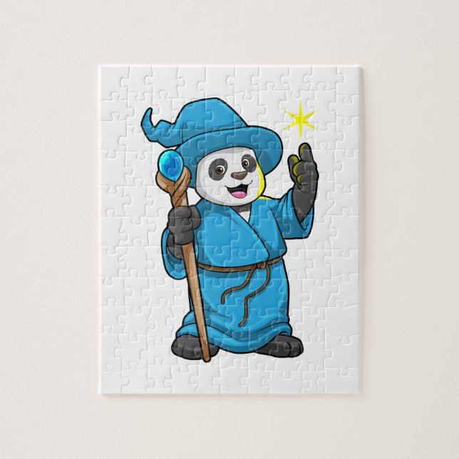 Puzzle Panda comme Assistant avec baguette magique (Vertical)
