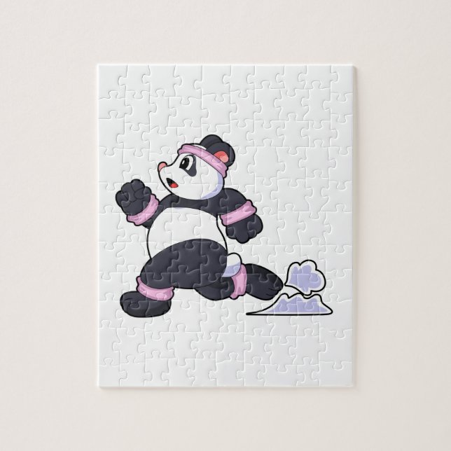 Puzzle Panda comme coureur à la course (Vertical)