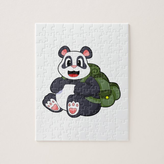 Puzzle Panda comme randonneur avec sac à dos (Vertical)