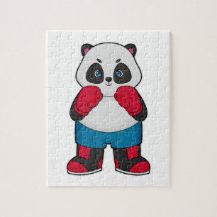 Puzzle Panda en boîte avec gants de boxe